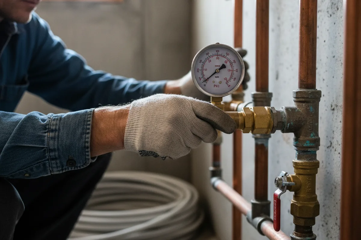 Pressure testing a repaired line during Water Line Repair in Kiln